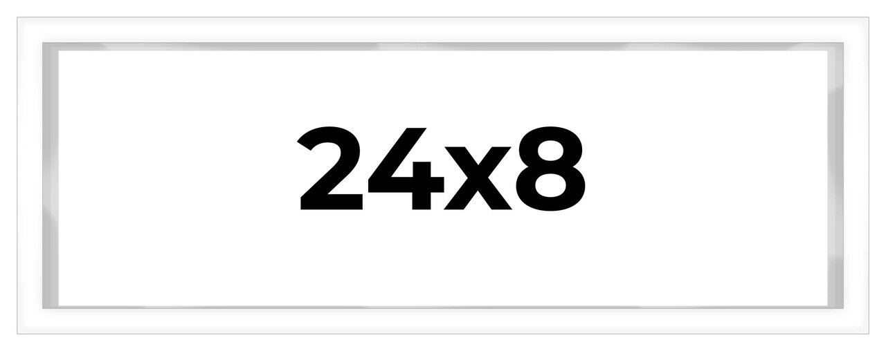 24x8 Shadow Box 3/4" Depth White Picture Frame - UV Acrylic, Backing, Hanging Hardware